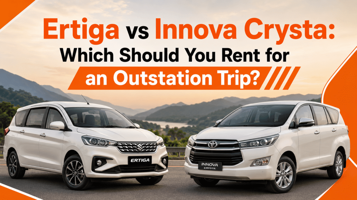Ertiga and Innova Crysta self drive rental Chandigarh parked for an outstation trip